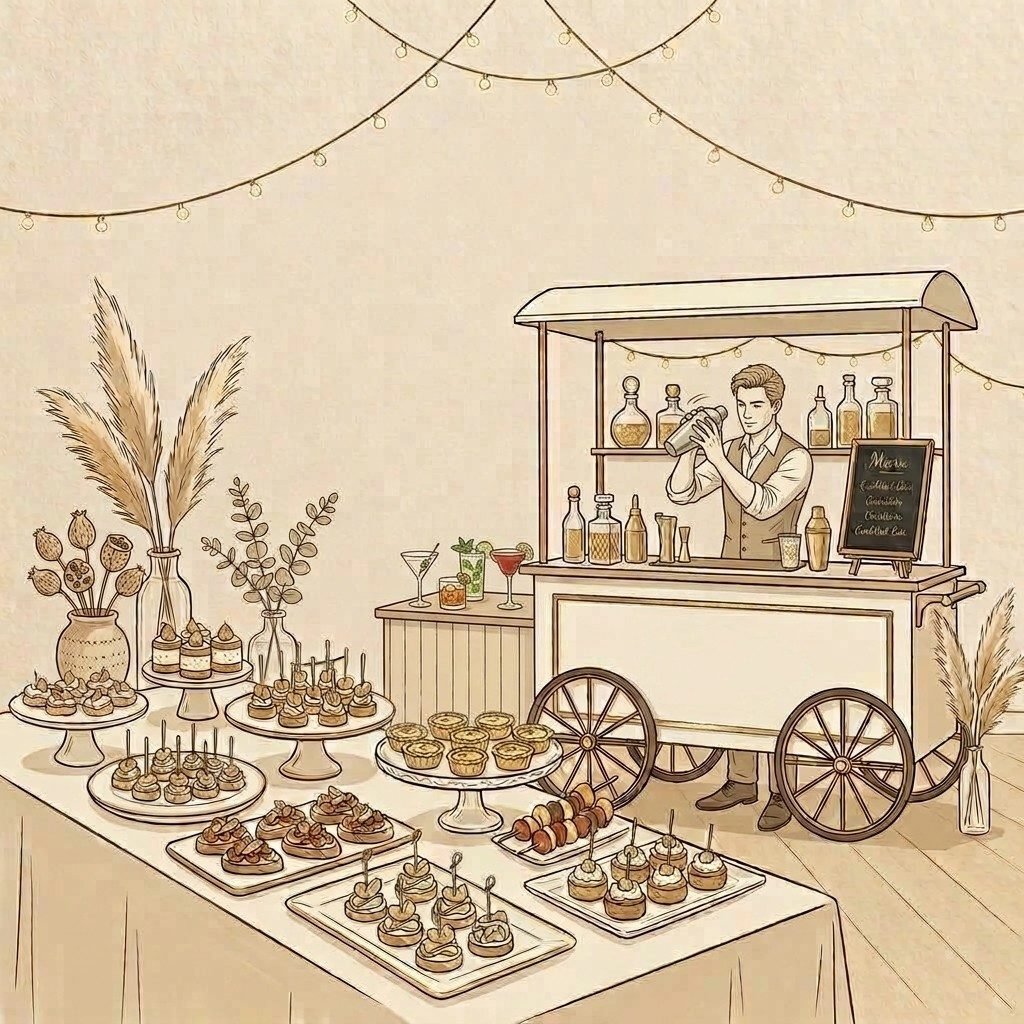 Wunschcatering mit Fingerfood-Buffet und mobiler Cocktailbar